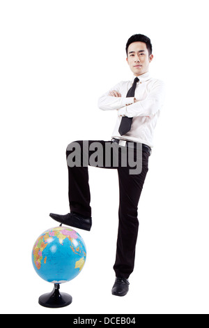 Geschäftsleute und Globus Stockfoto