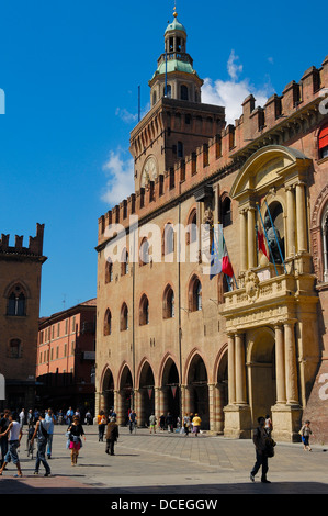 Bologna. Palazzo Comunale (Rathaus). Piazza Maggiore (Hauptplatz). Emilia-Romagna. Italien Stockfoto