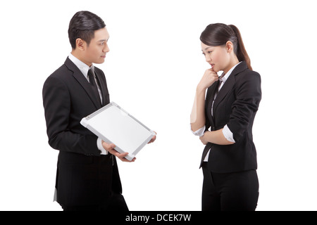 Geschäftsleute und whiteboard Stockfoto