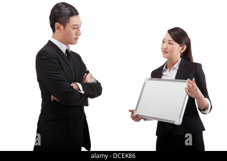 Geschäftsleute und whiteboard Stockfoto