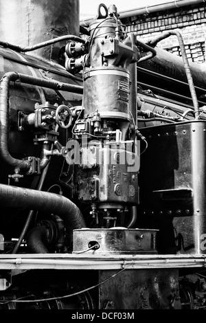 Luftpumpe Dampflokomotive (schwarz-weiß &) Stockfoto