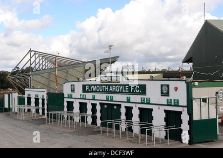 Home Park Plymouth Argyle-Fußballplatz. Stockfoto