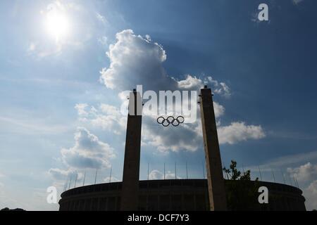 Berlin, Deutschland. 15. August 2013. Blick auf das Olympiastadion in Berlin, Deutschland, 15. August 2013. Foto: Jens Kalaene/Dpa/Alamy Live News Stockfoto