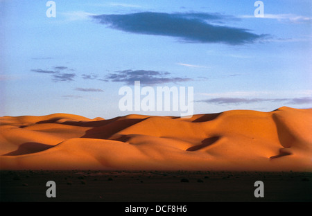 Sanddünen der Grand Erg Occidental, bei Sonnenuntergang, in der Nähe von Taghit in Nord-West-Algerien. Stockfoto