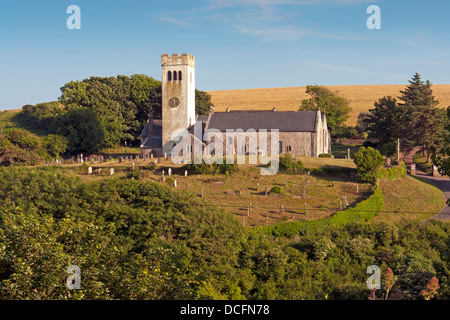 Kirche von St. Jakobus, Manorbier, Pembrokeshire, Wales Stockfoto