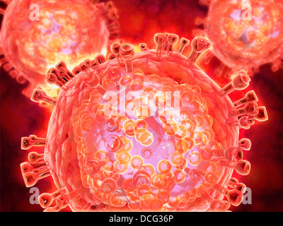 Cluster des HIV-Virus. HIV ist dem Human Immunodeficiency Virus, das die erworbene Immunschwäche-Syndrom oder AIDS führen kann. Stockfoto