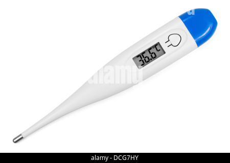 Elektronische Körper Thermometer anzeigen gesunden menschlichen Körper Temperatur 36,6 Klasse C (Celsius). Isoliert auf weiss. Clipping-Pfad Stockfoto