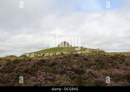 Bronzezeit Burial Mound bei Penycloddiau Hill Fort Flintshire rekonstruiert in 2010 Wales Cymru UK GB Stockfoto