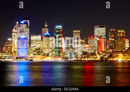 Sydney Skyline bei Nacht, Australien Stockfoto