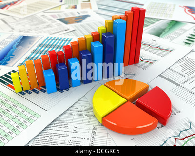 Business-Konzept. Dreidimensionale Grafik und Diagramme. 3D Stockfoto