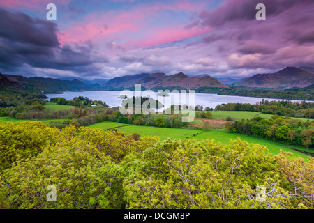 Blick vom Castlehead Holz Aussichtspunkt in der Nähe von Castlerigg Dorf über Derwent Water (Derwentwater) in Richtung Derwent Fells. Stockfoto