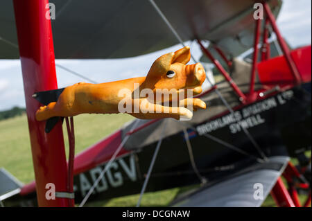 Woburn Abtei, Bedfordshire, UK - 17. August 2013. Flügel-Detail an der de Havilland Moth Club 28. International Moth Rally in Woburn Abbey Stockfoto