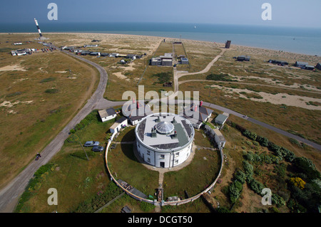 Der Blick vom alten Leuchtturm Dungeness, Kent Stockfoto