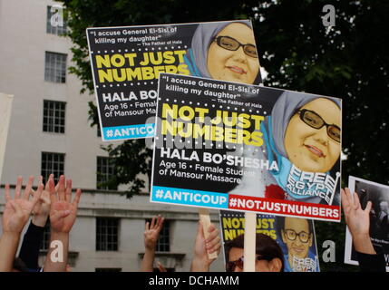 18. August 2013, Whitehall, London.  Ägyptische Forum Aktivisten protestieren für abgesetzten Mohamed Morsi Stockfoto