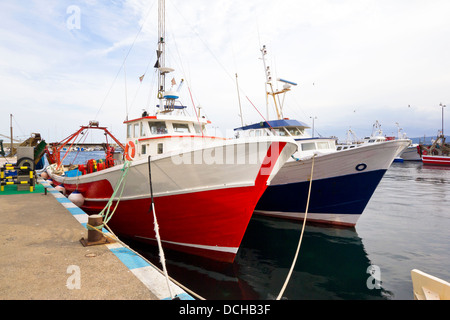 Angelboote/Fischerboote vertäut im Hafen von Palamos (Costa Brava, Katalonien, Spanien) Stockfoto