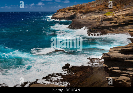 Zerklüftete Küste auf Oahu, Hawaii Stockfoto