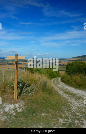 Der South Downs Way über Touristenort, East Sussex, UK Stockfoto