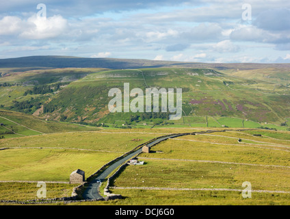 Blick über den Buttertubs Pass in Yorkshire Dales National Park. Yorkshire, England, Vereinigtes Königreich Stockfoto