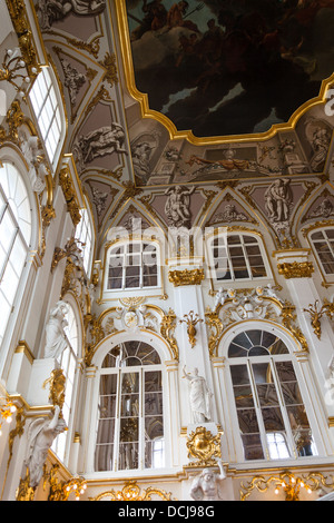 Inneren Kunstwerke, Dekoration und Architektur.  Rastrelli Jordanien Treppe Dekoration. Der Eremitage St. Petersburg Russland Stockfoto