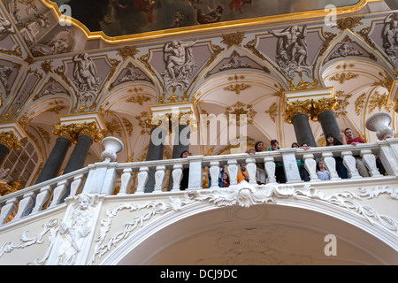 Inneren Kunstwerke, Dekoration und Architektur.  Rastrelli Jordanien Treppe Dekoration. Der Eremitage St. Petersburg Russland Stockfoto