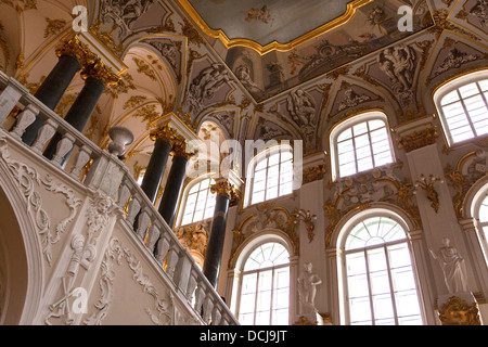 Inneren Kunstwerke, Dekoration und Architektur.  Rastrelli Jordanien Treppe Dekoration. Der Eremitage St. Petersburg Russland Stockfoto