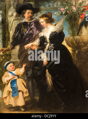 17. Jahrhundert - Rubens, seine Ehefrau Helena Fourment und deren Sohn Frans - Pierre Paul Rubens (1635) Öl auf Leinwand Stockfoto