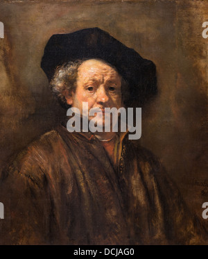 17. Jahrhundert - Selbstporträt - Rembrandt (1660) - Metropolitan Museum of Art - New York Öl auf Leinwand Stockfoto