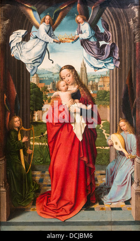 16. Jahrhundert - Jungfrau und Kind mit vier Engeln, 1510 - Gerard David Philippe Sauvan-Magnet / aktives Museum Öl auf Holz Stockfoto