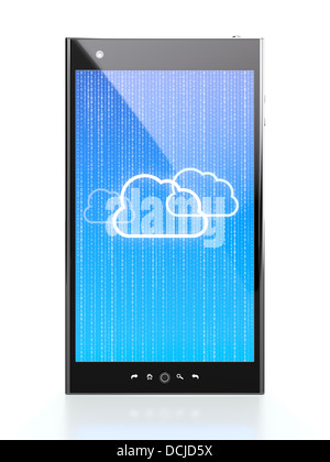 Smartphone mit Blue cloud computing Diagramm auf dem Bildschirm Stockfoto