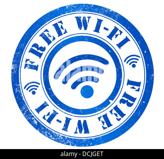 Kostenlose WiFi-Grunge-Stempel, in englischer Sprache Stockfoto