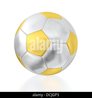 3D-Render halb Gold und halb-Silber Fußball auf weißem Hintergrund. Stockfoto