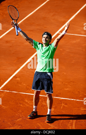 David Ferrer (ESP), Jubel bei den französischen Open 2013. Stockfoto