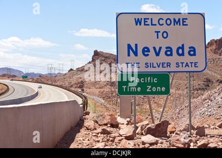 Nevada Willkommensschild in der Nähe von Hoover Dam Nevada. Stockfoto