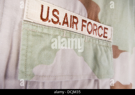 Nahaufnahme der US Air Force Camouflage Wüste einheitliche Stockfoto