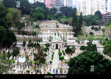 Katholischer Friedhof in Happy Valley, Hong Kong. Stockfoto