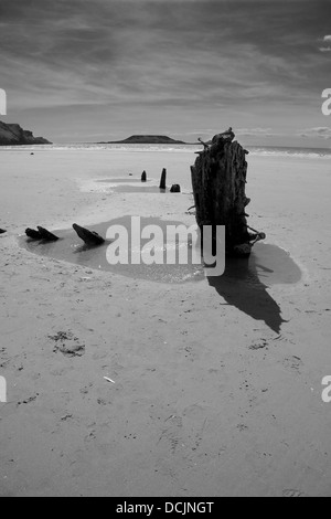 Schiffbruch am Strand Stockfoto