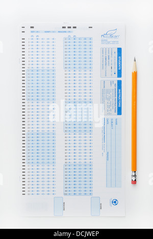 Optische Abtastung Antwortbogen für eine Schule-Prüfung Stockfoto