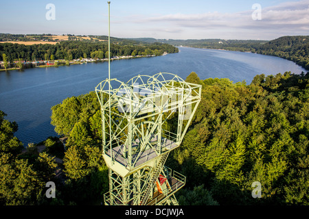 Blick über Baldeney See See und ehemaligen Kohle Bergwerk Grube Carl Funke, Essen, Deutschland. Stockfoto