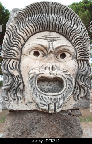 Maske Detail in Ostia Antica Theater, Rom, Italien Stockfoto