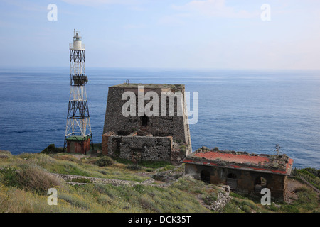 Leuchtturm am Punta Campanella, Kampanien, Italien Stockfoto