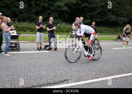 Kronprinz Frederik von Dänemark, Teilnahme an Ironman 2013 in Kopenhagen, Dänemark. Stockfoto