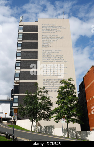 Was Wäre, Wenn? Gedicht an der Seite des Owen-Gebäudes an der Sheffield Hallam University England Stockfoto