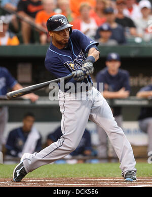 Baltimore, MD, USA. 19. August 2013. Tampa Bay Rays Center Fielder Desmond Jennings (8). Tampa Bay Rays gegen Baltimore Orioles an Oriole Park at Camden Yards am 19. August 2013 in Baltimore, Maryland. Foto: Mike Buscher/Cal Sport Media © Csm/Alamy Live-Nachrichten Stockfoto