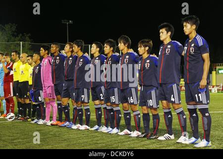 U19 Japan Gruppe Mannschaftsaufstellung, 15. August 2013 - Fußball / Fußball: L'Alcudia U20-International-Fußball-Turnier-match zwischen U19 Weißrussland und U19 Japan im Estadio Municipal Els Arcs in L'Alcudia, Spanien, 15. August 2013. (Foto: AFLO) Stockfoto