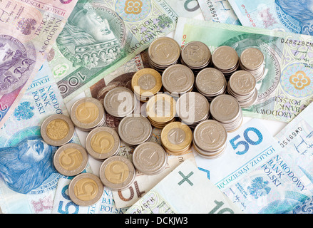 Polnische Geld mit Pfeil Finanzen abstraktes Zeichen Stockfoto