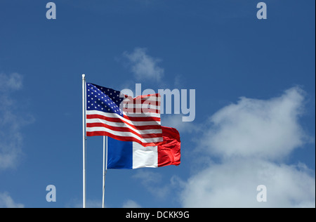 Amerikanische und französische Fahnen, Entente Cordiale. Stockfoto