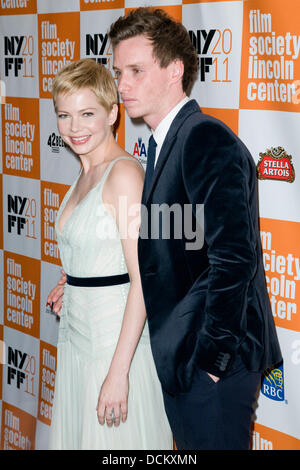 Michelle Williams und Eddie Remayne 49th Annual New York Film Festival Premiere von "Meine Woche mit Marilyn" - Roter Teppich Ankunft New York City, USA - 09.10.11 Stockfoto