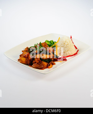 Hühnerfilet mit Reis Stockfoto