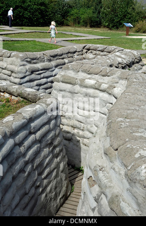 Rekonstruktion von der WW1 britischen Yorkshire Graben vom ersten Weltkrieg eins bei Boezinge in der Nähe von Ypern, West-Flandern, Belgien Stockfoto