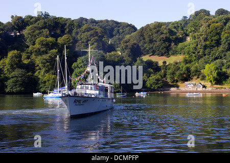 WWII Erbe Schiff Fairmile Kreuzfahrten der schöne Fluss Dart von Dittisham, die letzten verbliebenen zweiten Weltkrieg Fairmile B curre Stockfoto